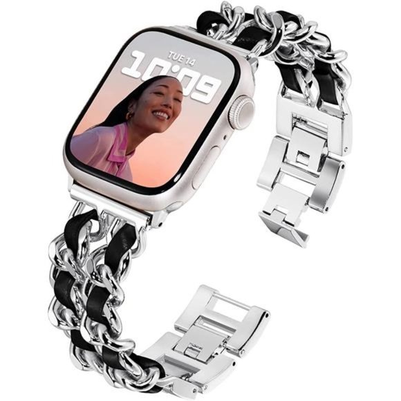 NEW Luxury Silver/Black Apple Watch Band main image 4